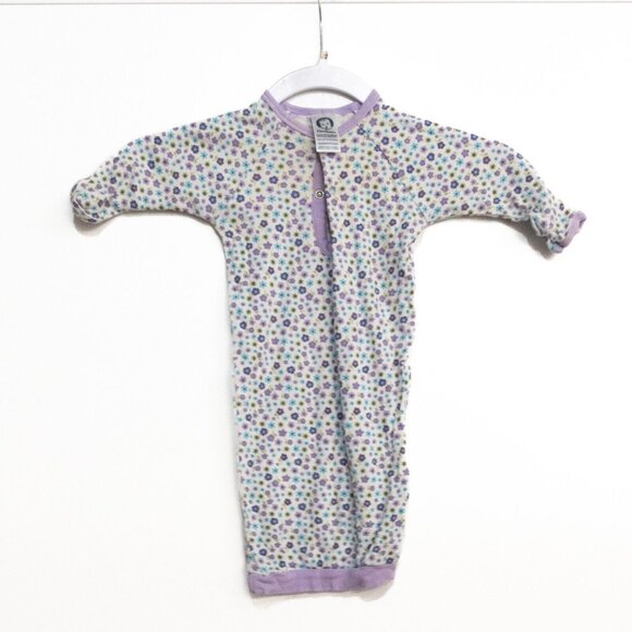 Gerber Girls Purple Floral Cotton Sleeper Overall Dress Snap Long Sleeve 0-6M - Picture 1 of 6